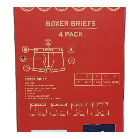 Levis Mens Boxer Briefs 4 Pack Cotton Stretch XL Navy & Gray Tag Free - Picture 5 of 6